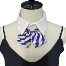 Popular Faux Collar Bowknot Shirt Collar For-Blue white strips