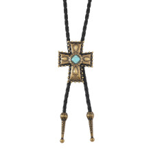 Mooie gouden PU lederen koord ketting lange-Oud brons