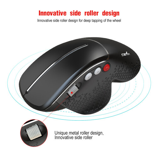 Mouse verticale 2.4G nero 12,5x6,6x4 cm 6 pulsanti 2