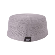 Religious Head Cover Knitted Caps Islamic Men Prayer Hat-Gray L