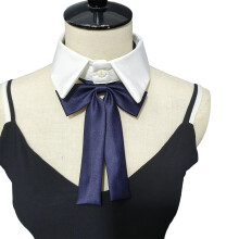 Stylish Blouse Collar Decorative Faux-Navy blue slender bo