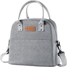 Sac à lunch isotherme, grande capacité, étanche, réutilisable, idéal pour le bureau, la maison, les pique-niques, la plage ou les voyages (gris)