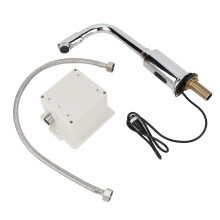 Grifo de baño sin contacto, material de acero inoxidable, sensor de inducción automático, ahorro de agua, filtro incorporado, agua blanda,