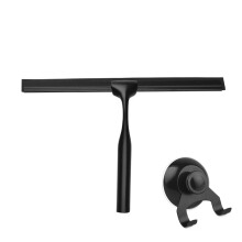 Silicone Shower Squeegee with Stainless Steel Handle and Suction Cup Hook for Bathroom and Kitchen Cleaning 10 Inch