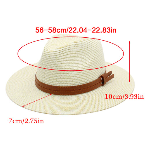 Elegant Panama Hat Oversized Straw Hat Breathable Sun Hat-Khaki 1
