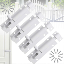 4 delar skjutdörrslås, vitt lås, skjutdörrslås i aluminiumlegering, 3 tums skjutdörrslås med skruvar, kompatibel med trädgård, badrum,