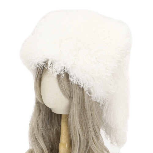 Zachte harige polyester wintermutsen Thermische oorkap-Wit