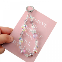 Auffällige Handykette, handgefertigtes Perlen-Handyband für Damen und Mädchen, stoßfest, lila