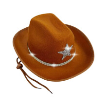 Funkelnde Strass-Stern-Western-Cowboyhüte, klassische-braun