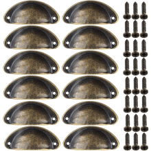 12 Stück Retro-Halbmond-Schubladengriffe, Küchenschrank-Türgriffe, Bronze