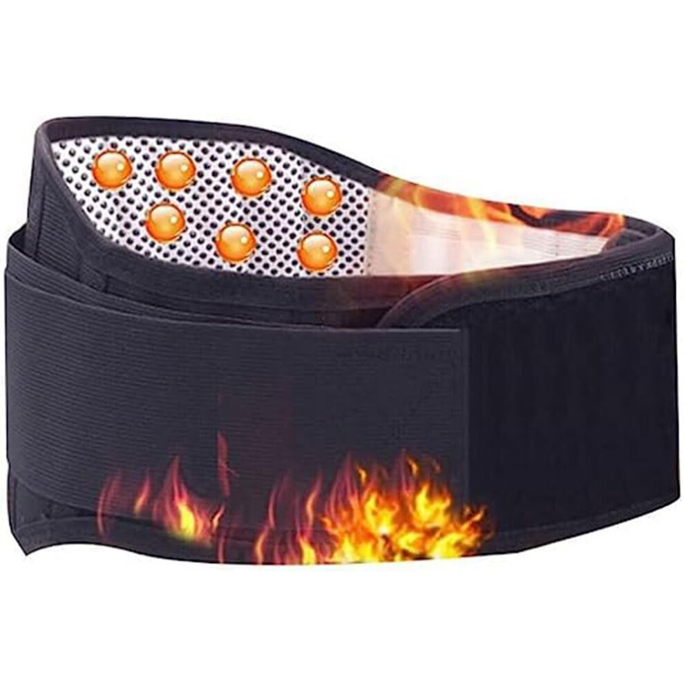 Black Selfheating Back Support Brace, Adjustable Lower Lumbar Belt Pain Relief,
