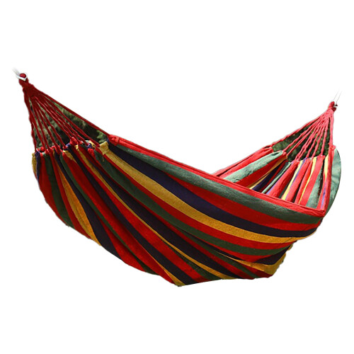 Tragbare Polyester-Baumwoll-Gartenhängematte, 200 kg, Rot, 260x80cm