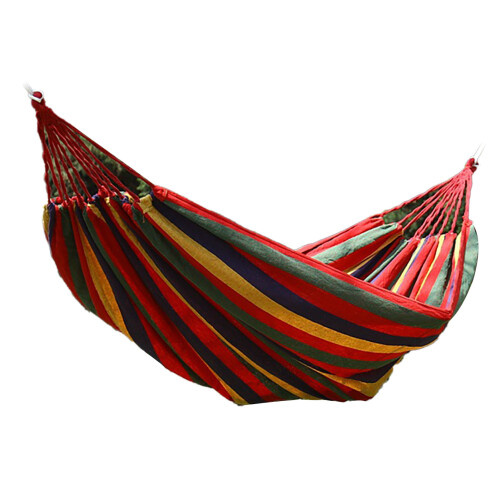 Tragbare Polyester-Baumwoll-Gartenhängematte, 200 kg, Rot, 260x80cm 1