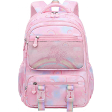 Mädchen-Schulrucksack, süßer Tagesrucksack, Regenbogen-Schultasche, rosa Schultasche