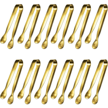 12 Servierzangen, kleines Servierbesteck für Partys und Catering, goldene Zangen, Mini-Servierzangen aus lebensmittelechtem Edelst