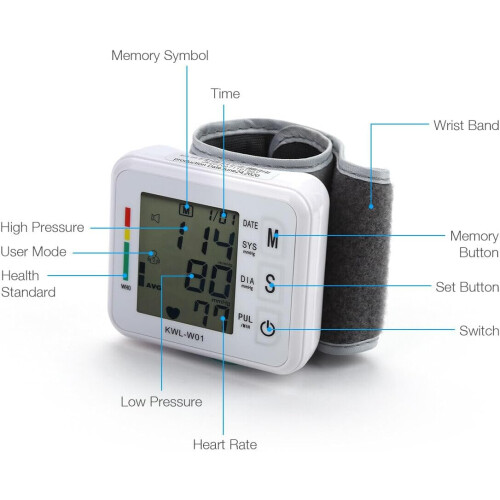 Blutdruckmessgerät mit verstellbarem Armband und LCD-Display 1