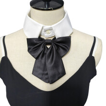 Modern Removable Collar With Stylish Bowtie For-Black satin
