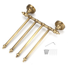 Vintage Style Bathroom Hardware, Adjustable Wall Mounted Towel Rack With Heavy Duty Foldable Towel Hanger For Multiple Spaces (Antique Brass)