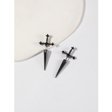 Gothic-Ohrringe mit Initialen und Schwertmotiv, Vintage-Stil, cooler Punk-Look, Kristall-Ohrstecker, Gothic-Dolch-Ohrringe, Schmuc