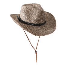 Western Paper Straw Sun Hat Wide Brims Panama Hat-Deep khaki