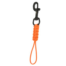 Carabiner clip with rope, rope, braided leash, bolt with diving end, snap hook for flashlights, orange