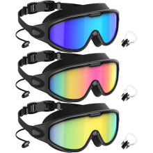 UV400-Schutz-Schwimmbrille für Erwachsene – Weites Sichtfeld, beschlagfrei, auslaufsicher, 3er-Packung (Unisex)