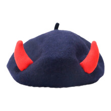 Warme Duivel Hoorn Baret Hoed Voor-Marineblauw rode hoorn