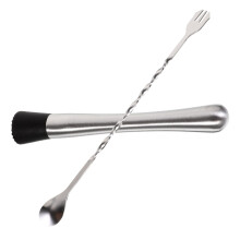 Stainless Steel Cocktail Muddler Set with 10 Inch Mixing Spoon for Mojitos Fruit Drinks and Home Bar