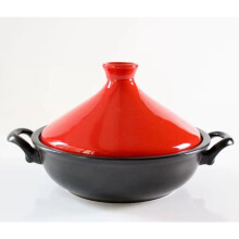 Moroccan Tagine Pot Ceramic with Lid for Stew and Braise, Red Earthenware, 35 Servings