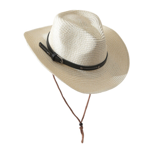 Classical Western Styles Straw Sun Hat Adjustable Roll-Beige