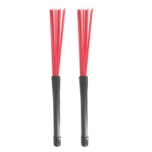 2Pcs Nylon Drum Brushes with Ergonomic Nonslip Grip for Jazz and Rock, Red for Professional Drummers