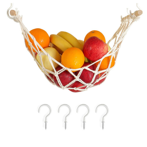 Fruit Hammock Under Cabinet Hanging Large Macrame Vegetable Basket