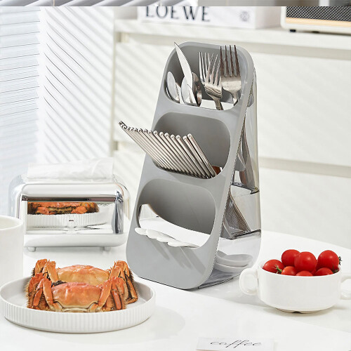 Living And Home 3-Compartment Plastic Utensil Holder