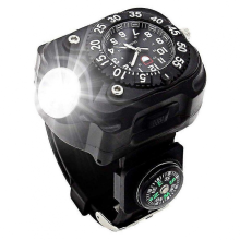 3-in-1 Outdoor-Sport-Armbanduhr mit wiederaufladbarer, heller LED-Taschenlampe und Kompass