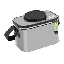 Bucket for live fish, foldable, with carrying strap, organizer for outings 30cmx20cmx20cm gray
