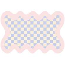 Girls Checkered Rug Purple White Wavy NonSlip Carpet for Bedroom Living Room 2.6x3.9ft