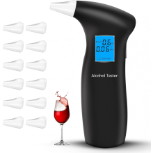 Alkoholtester, polizeilich genaues Alkoholmessgerät, professioneller Alkoholtester mit 12 Mundstücken und LCD-Bildschirm