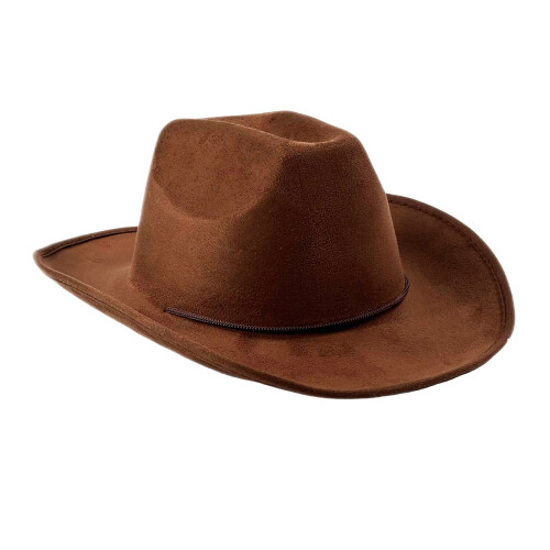 Chapeau occidental avec bande réglable, couleur marron, sangle
