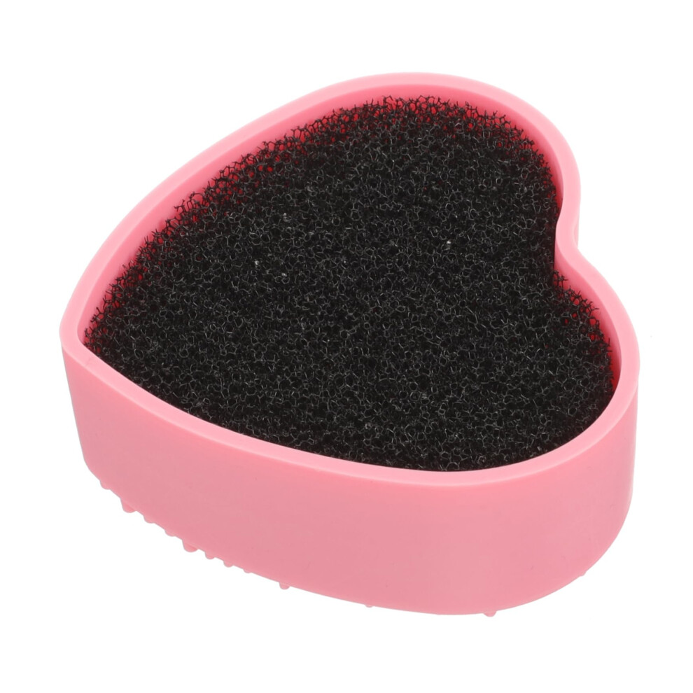 Makeup Brush Cleaner Box with Sponge for Eyeshadow Brushes, Heart Shaped Travel Case Wet Dry Storage