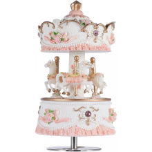 Spieluhr mit Karussellmotiv, ideal als Geburtstagsgeschenk für Mädchen, Kinder und Freundinnen, Rosa