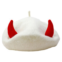 Béret en corne de diable pour femmes,-Corne rouge blanche