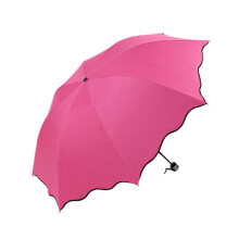 Sun Umbrella with Flowering in Water Pattern Windproof-rose red