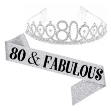 Set fascia e tiara di compleanno per donna, fascia e corona di compleanno color oro rosa con copricapo di strass, elegante accessorio per foto,