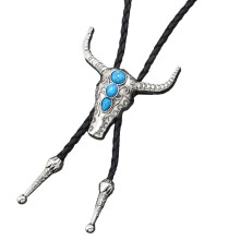 Vintage Western Cowboy Bolo cravate tête de-Blanc brillant