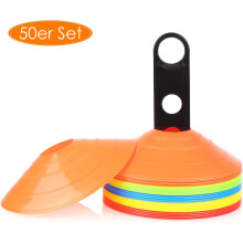 Conuri cu disc pentru antrenament sportiv, profil redus, ideale pentru exerciții de fotbal și baschet, set de 50 cu suport pentru con disc, plastic