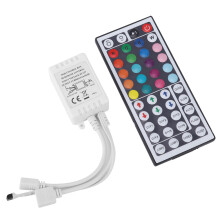 44-toetsen IR-afstandsbediening voor RGB LED-strips, draadloze RGB-ontvanger met dubbele uitgangen, instelbare helderheid, statische kleuren,