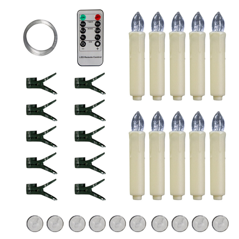 Remote Control Flameless Taper Candles With Timer Function And Detachable Clip, Led Candle With Waterproof Design, Battery Operated Electronic Candle 9454554951126