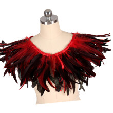 Vêtement respirant de cape de plumes fabriqué à la main,-Rouge