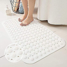 Extra Long Non-Slip Bath Mat, Phthalate-Free Vinyl With Superior Grip And Drain Holes For Clean Surface, Oversized Coverage Shower Tub Mat With Suctio