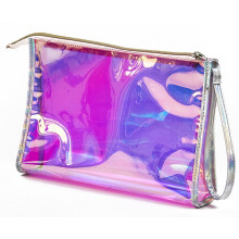 Neceser de cosméticos iridiscente de material TPU impermeable semitransparente, portátil, para viajes, ideal para exteriores, con efecto